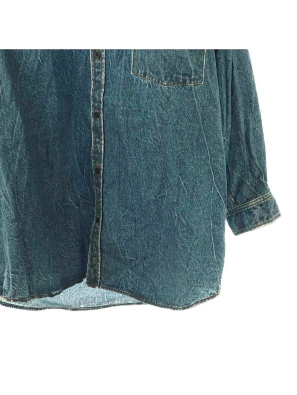 Balenciaga Transfer Print Long Sleeve Denim Shirt XS Indigo CX - Picture 4 of 5